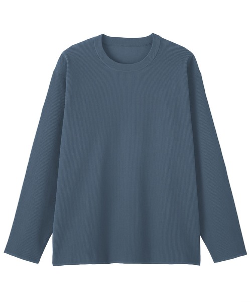 無印良品(ムジルシリョウヒン)の「紳士 乾きやすい洗えるリブ編み長袖ニットTシャツ(ニット/セーター・メンズ・ライトグレー/ブラック/ネイビー・S/L/XL/M)」の7枚目の写真
