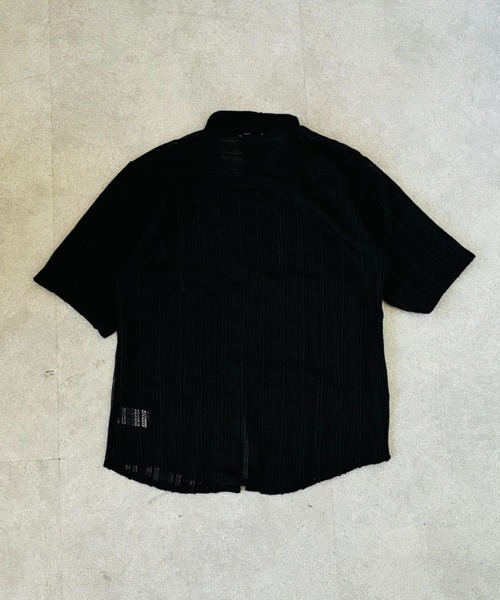 SHEPP(シープ)の「【26年春新作】【UNISEX】透かし編み シアーメッシュ レース ビッグシャツ(シャツ/ブラウス・メンズ・ホワイト/ブラウン/ブラック/アイボリー・M/L)」の8枚目の写真