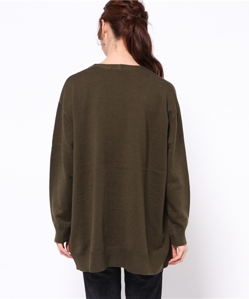 MOUSSY（マウジー）の「BASIC KNIT Cardigan（カーディガン/ボレロ・レディース・カーキ/グレー×ホワイト/ブラウン・FREE）」の6枚目の写真