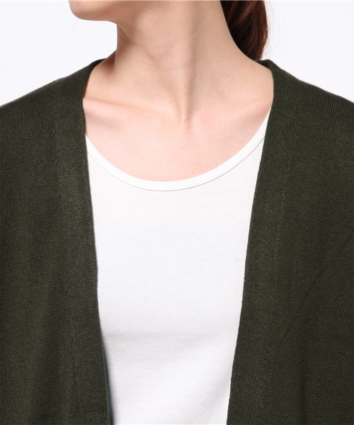 MOUSSY（マウジー）の「BASIC KNIT Cardigan（カーディガン/ボレロ・レディース・カーキ/グレー×ホワイト/ブラウン・FREE）」の8枚目の写真