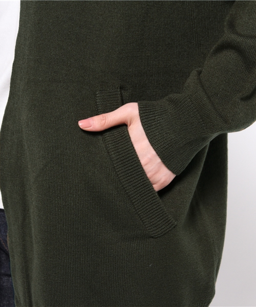 MOUSSY（マウジー）の「BASIC KNIT Cardigan（カーディガン/ボレロ・レディース・カーキ/グレー×ホワイト/ブラウン・FREE）」の10枚目の写真