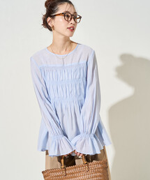 FREAK'S STORE（フリークスストア）の「限定展開　シアー ギャザー フリル袖 ロングスリーブ ブラウス（シャツ/ブラウス）」