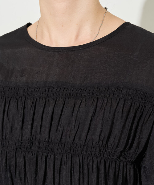 FREAK'S STORE（フリークスストア）の「限定展開　シアー ギャザー フリル袖 ロングスリーブ ブラウス（シャツ/ブラウス・レディース・ナチュラル/ブラック/ブルーグレー/ライトグリーン・ﾌﾘ-）」の15枚目の写真