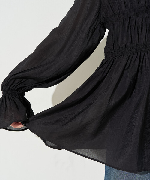 FREAK'S STORE（フリークスストア）の「限定展開　シアー ギャザー フリル袖 ロングスリーブ ブラウス（シャツ/ブラウス・レディース・ナチュラル/ブラック/ブルーグレー/ライトグリーン・ﾌﾘ-）」の21枚目の写真