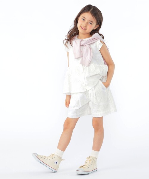 SHIPS(シップス)の「SHIPS KIDS:100~130cm / レース エンブロイダリー ペプラム ブラウス(シャツ/ブラウス・キッズ・ライトブルー/ホワイト・100/110/120/130)」の22枚目の写真