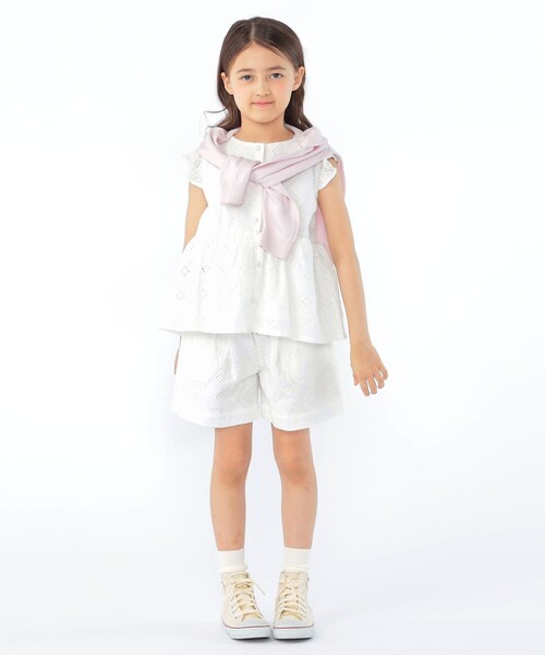 SHIPS(シップス)の「SHIPS KIDS:100~130cm / レース エンブロイダリー ペプラム ブラウス(シャツ/ブラウス・キッズ・ライトブルー/ホワイト・100/110/120/130)」の21枚目の写真
