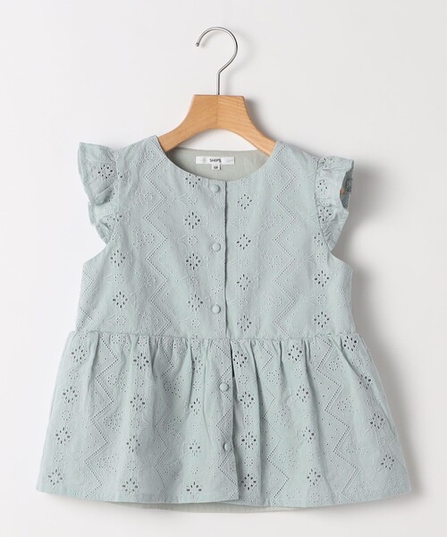 SHIPS(シップス)の「SHIPS KIDS:100~130cm / レース エンブロイダリー ペプラム ブラウス(シャツ/ブラウス・キッズ・ライトブルー/ホワイト・100/110/120/130)」の11枚目の写真