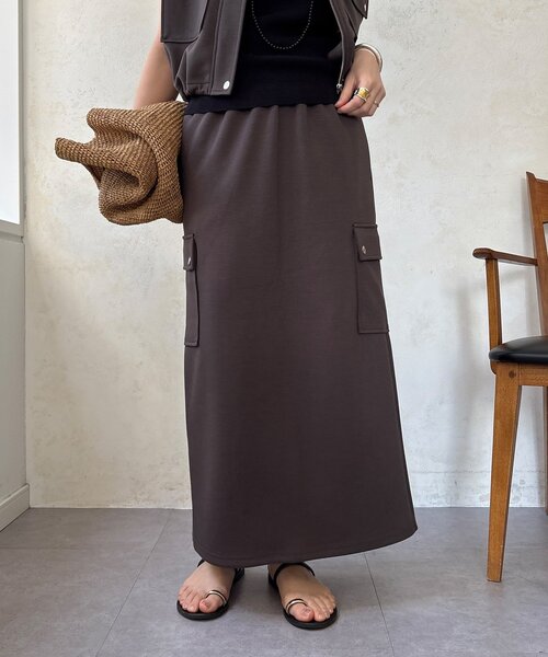 DouDou(ドゥドゥ)の「【WEB限定】ショートベスト×カーゴスカートセット(セットアップ・レディース・チャコールグレー/アイボリー/グレイッシュベージュ・FREE)」の12枚目の写真