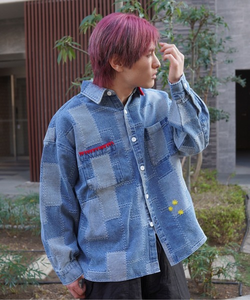 BEAVER（ビーバー）の「B omnivore/ビーオムニボー　PATCHWORK DENIM SHIRT（シャツ/ブラウス・メンズ・ブラック/ブルー・L/M）」の10枚目の写真
