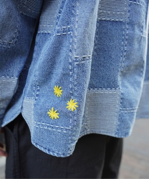BEAVER（ビーバー）の「B omnivore/ビーオムニボー　PATCHWORK DENIM SHIRT（シャツ/ブラウス・メンズ・ブラック/ブルー・L/M）」の5枚目の写真