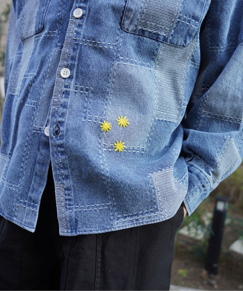 BEAVER（ビーバー）の「B omnivore/ビーオムニボー　PATCHWORK DENIM SHIRT（シャツ/ブラウス・メンズ・ブラック/ブルー・L/M）」の3枚目の写真