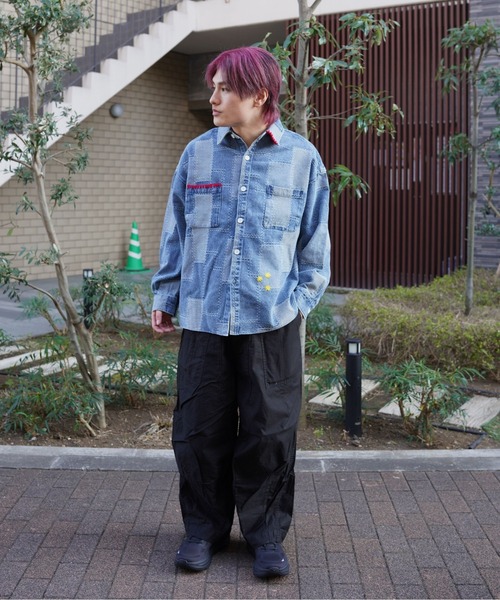 BEAVER（ビーバー）の「B omnivore/ビーオムニボー　PATCHWORK DENIM SHIRT（シャツ/ブラウス・メンズ・ブラック/ブルー・L/M）」の7枚目の写真