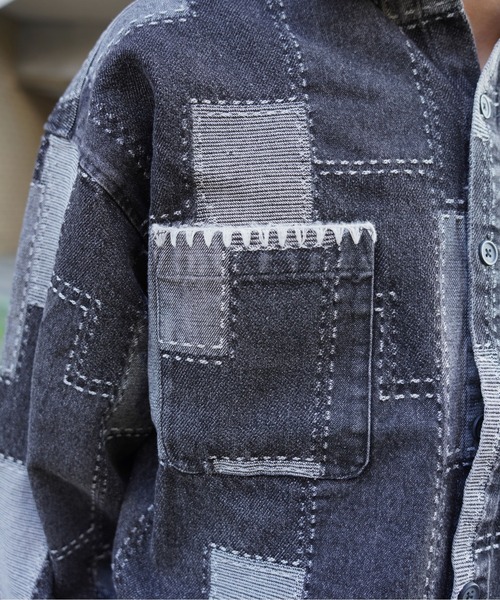 BEAVER（ビーバー）の「B omnivore/ビーオムニボー　PATCHWORK DENIM SHIRT（シャツ/ブラウス・メンズ・ブラック/ブルー・L/M）」の15枚目の写真