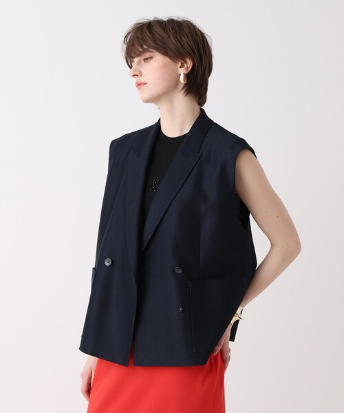 allureville（アルアバイル）の「エコカラミボックスジレ（その他アウター・レディース・オフホワイト/ネイビー・2）」の2枚目の写真