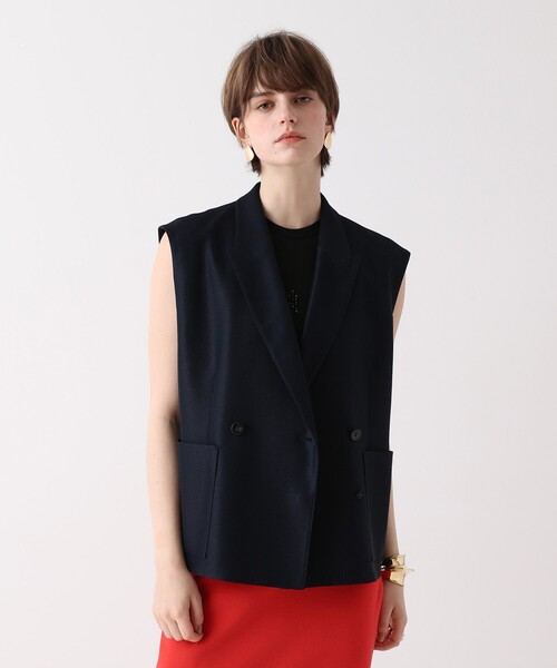 allureville（アルアバイル）の「エコカラミボックスジレ（その他アウター・レディース・オフホワイト/ネイビー・2）」の10枚目の写真