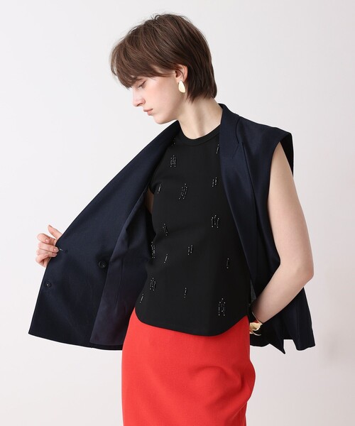 allureville（アルアバイル）の「エコカラミボックスジレ（その他アウター・レディース・オフホワイト/ネイビー・2）」の11枚目の写真