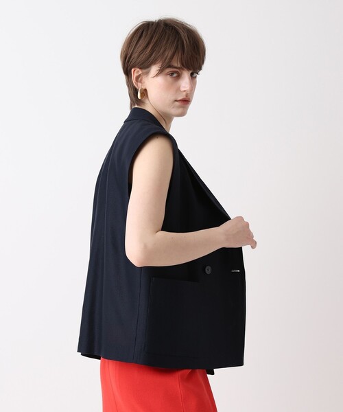 allureville（アルアバイル）の「エコカラミボックスジレ（その他アウター・レディース・オフホワイト/ネイビー・2）」の12枚目の写真