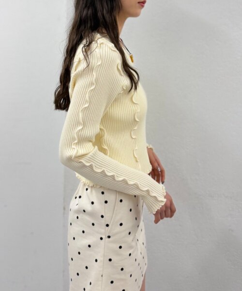 w closet(ダブルクローゼット)の「メローリブニット(ニット/セーター・レディース・ブラック/アイボリー/レッド/グリーン/オレンジ/ブルー/チャコールグレー・FREE)」の10枚目の写真