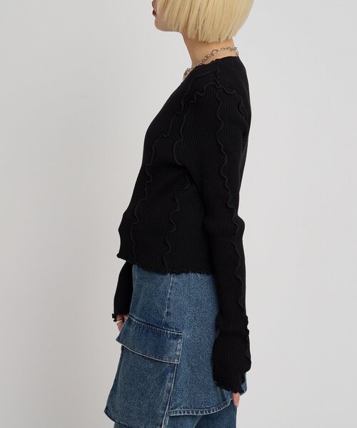 w closet(ダブルクローゼット)の「メローリブニット(ニット/セーター・レディース・ブラック/アイボリー/レッド/グリーン/オレンジ/ブルー/チャコールグレー・FREE)」の16枚目の写真