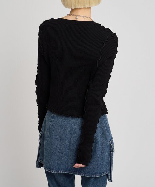 w closet(ダブルクローゼット)の「メローリブニット(ニット/セーター・レディース・ブラック/アイボリー/レッド/グリーン/オレンジ/ブルー/チャコールグレー・FREE)」の17枚目の写真