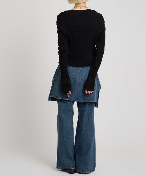 w closet(ダブルクローゼット)の「メローリブニット(ニット/セーター・レディース・ブラック/アイボリー/レッド/グリーン/オレンジ/ブルー/チャコールグレー・FREE)」の20枚目の写真