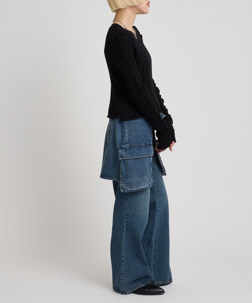 w closet(ダブルクローゼット)の「メローリブニット(ニット/セーター・レディース・ブラック/アイボリー/レッド/グリーン/オレンジ/ブルー/チャコールグレー・FREE)」の21枚目の写真