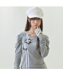 LUVISTRUE（ラヴイズトゥルー）の「EL ROSETTE SHIRRING TEE(GRAY)（Tシャツ/カットソー）」