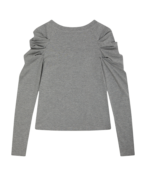EL ROSETTE SHIRRING TEE(GRAY)（Tシャツ/カットソー）｜LUVISTRUE