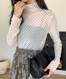 Siel（シエル）の「ドットシアートップス（Tシャツ/カットソー）」