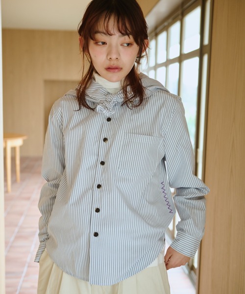 common gull products.（コモンガルプロダクツ）の「くすぐる風に備えてスカーフとシャツを（シャツ/ブラウス・レディース・ミント/ピンク/サックスブルー系・SMALL/MEDIUM/LARGE）」の2枚目の写真