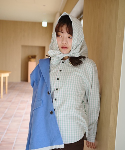 common gull products.（コモンガルプロダクツ）の「くすぐる風に備えてスカーフとシャツを（シャツ/ブラウス・レディース・ミント/ピンク/サックスブルー系・SMALL/MEDIUM/LARGE）」の6枚目の写真