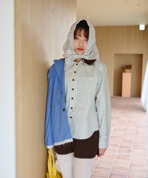 common gull products.（コモンガルプロダクツ）の「くすぐる風に備えてスカーフとシャツを（シャツ/ブラウス・レディース・ミント/ピンク/サックスブルー系・SMALL/MEDIUM/LARGE）」の10枚目の写真
