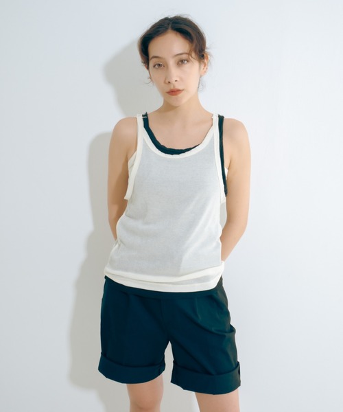 CAROUSE LAMBRA(ケラウズランブラ)の「DOT CAMISOLE COTTON NYLON(キャミソール・レディース・ナチュラル/ブラック・FREE)」の3枚目の写真