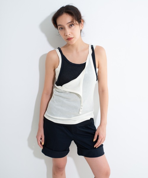 CAROUSE LAMBRA(ケラウズランブラ)の「DOT CAMISOLE COTTON NYLON(キャミソール・レディース・ナチュラル/ブラック・FREE)」の4枚目の写真