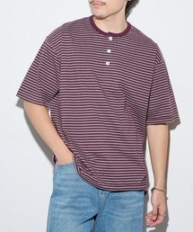 Healthknit(�w���X�j�b�g)�́yHealthknit�z26SS Classic Border Jersey Wide Henleyneck S/S 51048(T�V���c/�J�b�g�\�[)