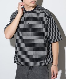 Healthknit(�w���X�j�b�g)�́yHealthknit�z26SS Classic Border Jersey Wide Henleyneck S/S 51048(T�V���c/�J�b�g�\�[)