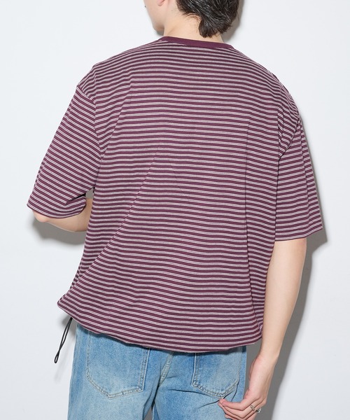 Healthknit(ヘルスニット)の「【Healthknit】26SS Classic Border Jersey Wide Henleyneck S/S 51048(Tシャツ/カットソー・メンズ・パープル/ブラック・XL/L/M)」の7枚目の写真