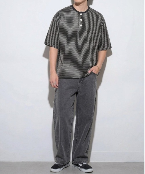 Healthknit(ヘルスニット)の「【Healthknit】26SS Classic Border Jersey Wide Henleyneck S/S 51048(Tシャツ/カットソー・メンズ・パープル/ブラック・XL/L/M)」の19枚目の写真