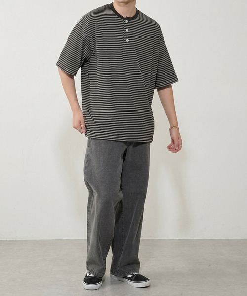 Healthknit(ヘルスニット)の「【Healthknit】26SS Classic Border Jersey Wide Henleyneck S/S 51048(Tシャツ/カットソー・メンズ・パープル/ブラック・XL/L/M)」の20枚目の写真