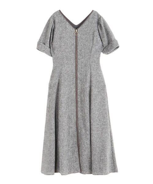 LAGUNAMOON(ラグナムーン)の「フロントジップVネックフレアワンピース 【夏服】【オフィスカジュアル】【半袖】(ワンピース・レディース・ライトブルー/ブラック/アイボリー・MEDIUM/SMALL)」の6枚目の写真