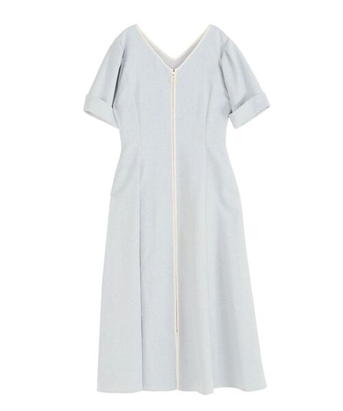LAGUNAMOON(ラグナムーン)の「フロントジップVネックフレアワンピース 【夏服】【オフィスカジュアル】【半袖】(ワンピース・レディース・ライトブルー/ブラック/アイボリー・MEDIUM/SMALL)」の7枚目の写真