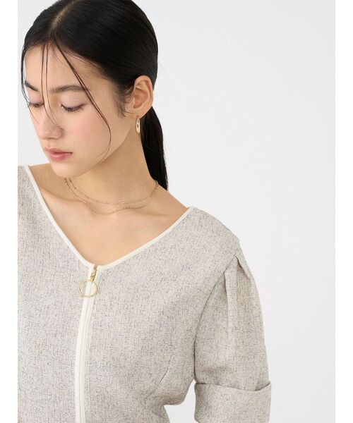 セール】フロントジップVネックフレアワンピース 【夏服】【オフィス