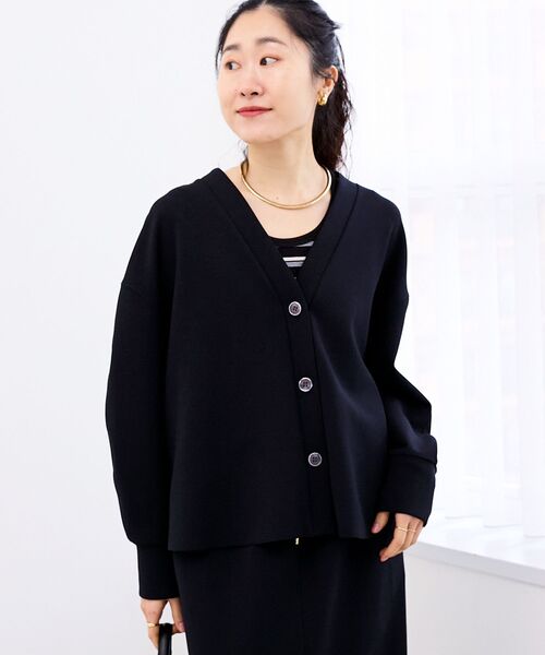 le.coeur blanc（ルクールブラン）の「カットジョーゼットカーデ（カーディガン/ボレロ・レディース・ライトグレー/オフホワイト/ネイビー・38）」の3枚目の写真