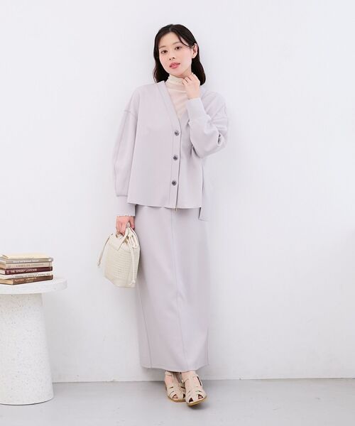 le.coeur blanc（ルクールブラン）の「カットジョーゼットカーデ（カーディガン/ボレロ・レディース・ライトグレー/オフホワイト/ネイビー・38）」の6枚目の写真