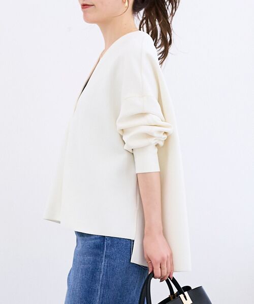 le.coeur blanc（ルクールブラン）の「カットジョーゼットカーデ（カーディガン/ボレロ・レディース・ライトグレー/オフホワイト/ネイビー・38）」の10枚目の写真
