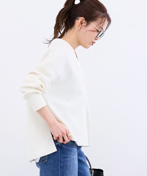 le.coeur blanc（ルクールブラン）の「カットジョーゼットカーデ（カーディガン/ボレロ・レディース・ライトグレー/オフホワイト/ネイビー・38）」の12枚目の写真