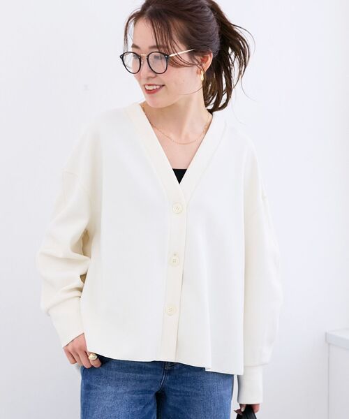le.coeur blanc（ルクールブラン）の「カットジョーゼットカーデ（カーディガン/ボレロ・レディース・ライトグレー/オフホワイト/ネイビー・38）」の13枚目の写真