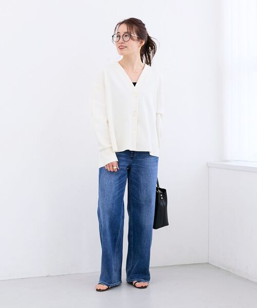 le.coeur blanc（ルクールブラン）の「カットジョーゼットカーデ（カーディガン/ボレロ・レディース・ライトグレー/オフホワイト/ネイビー・38）」の17枚目の写真