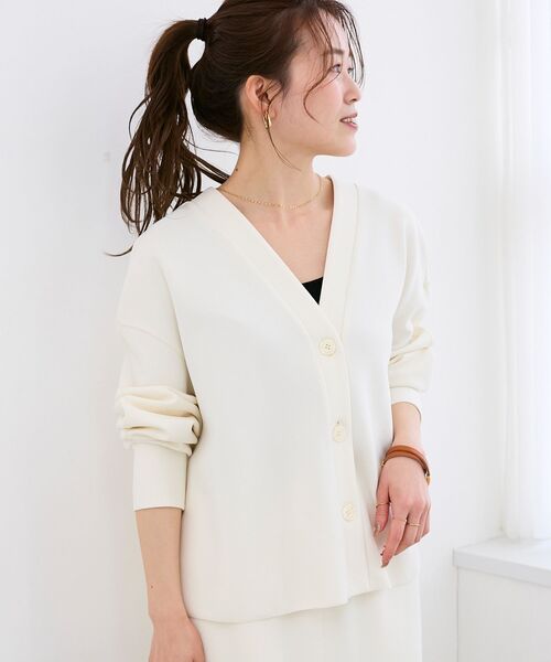 le.coeur blanc（ルクールブラン）の「カットジョーゼットカーデ（カーディガン/ボレロ・レディース・ライトグレー/オフホワイト/ネイビー・38）」の18枚目の写真