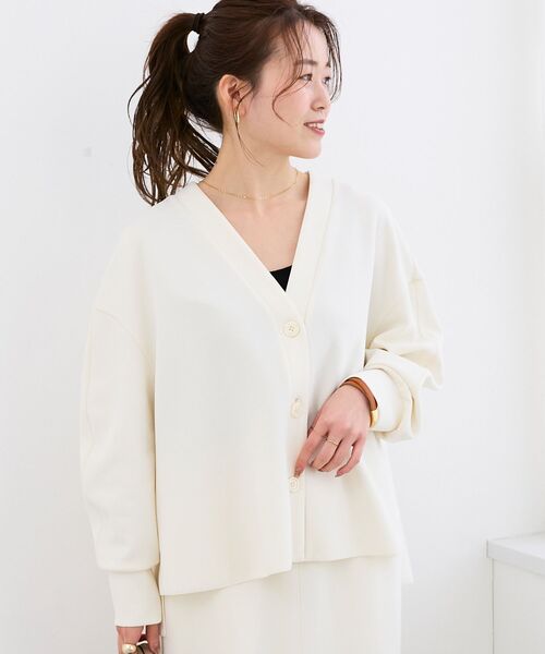 le.coeur blanc（ルクールブラン）の「カットジョーゼットカーデ（カーディガン/ボレロ・レディース・ライトグレー/オフホワイト/ネイビー・38）」の20枚目の写真